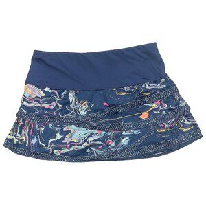 LUCKY IN LOVE skirt Scallop Tennis skort NAVY printed sz SMALL